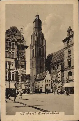 Ak Wrocław Breslau Schlesien, St. Elisabeth Kirche