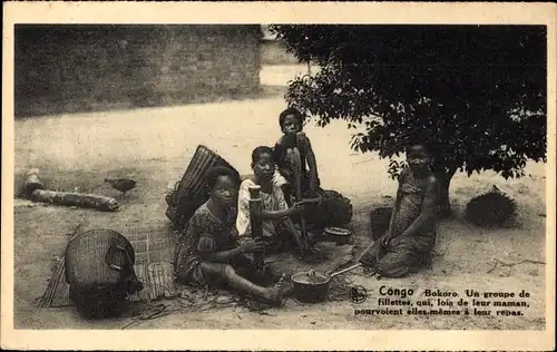 Ak Bokoro RD Kongo Zaire, Eine Gruppe kleiner Mädchen
