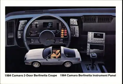 Ak Auto, Chevrolet, Camaro Berlinetta Coupe, Innenansicht, 1984