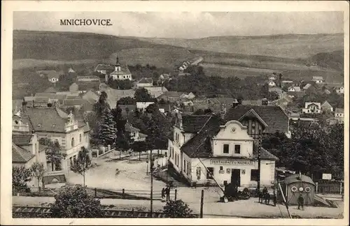 Ak Mnichovice u Říčan Mnichowitz Mittelböhmen, Gesamtansicht, Restaurant