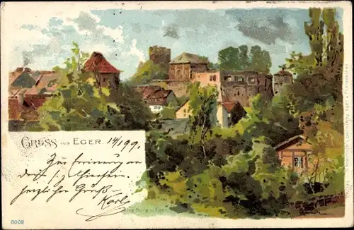 Litho Cheb Eger Reg. Karlsbad, Alte Burg