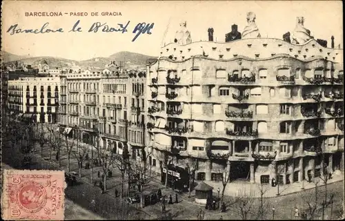 Ak Barcelona Katalonien Spanien, Paseo de Gracia