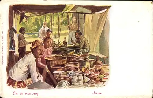 Künstler Ak Java Indonesien, Händler, Geschäft