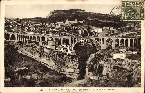 Ak Constantine Algerien, Gesamtansicht und die Sidi-Rached-Brücke