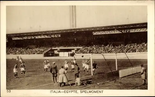 Ak Amsterdam Nordholland Niederlande, Olympiade 1928, Fußballspiel Italien gegen Ägypten