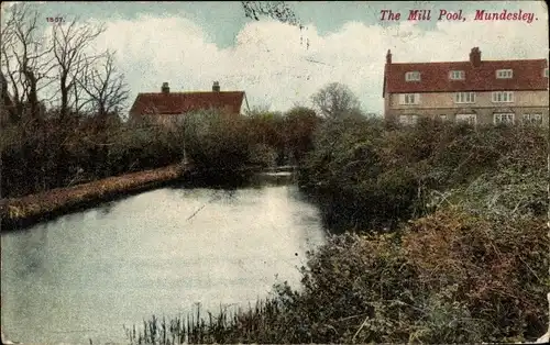 Ak Mundesley on Sea Norfolk England, The Mill Pool