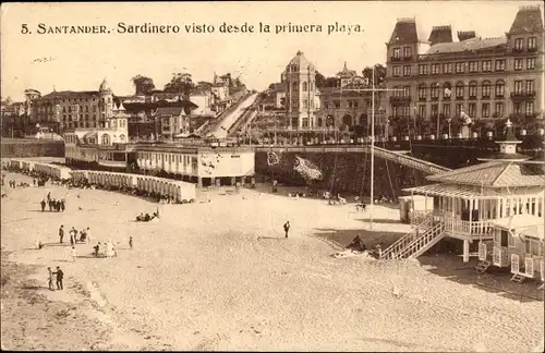 Ak Santander Kantabrien Spanien, Sardinero, Erster Strand