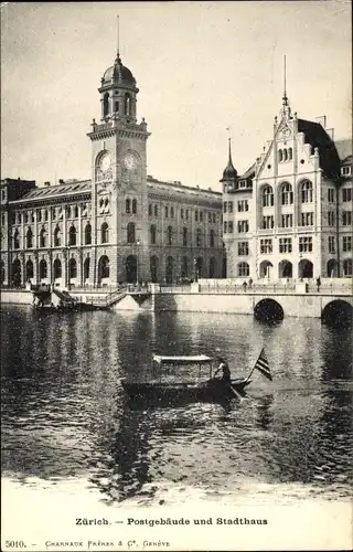 Ak Stadt Zürich Schweiz, Postgebäude und Stadthaus