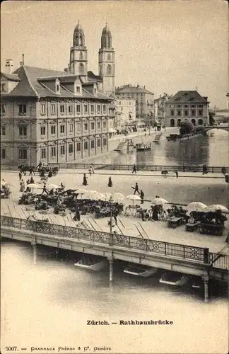 Ak Stadt Zürich Schweiz, Rathausbrücke