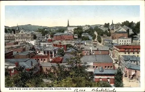 Ak Staunton Virginia USA, birds eye view of Business Section