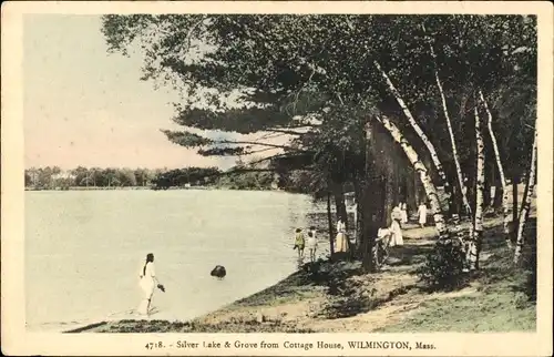 Ak Wilmington, Massachusetts, USA, Salver Lake und Grove vom Cottage House