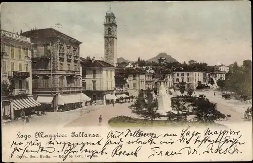 Ak Pallanza Lago Maggiore Piemont, Marktplatz, Denkmal