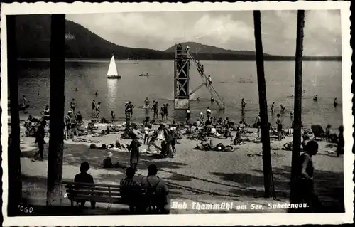 Ak Staré Splavy Thammühl Doksy Hirschberg am See Region Reichenberg, Strandbad