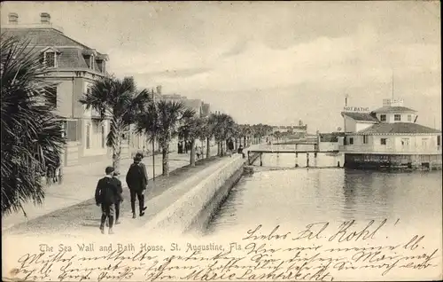 Ak Saint Augustine Florida USA, Deich und Badehaus