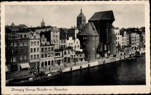 Ak Gdańsk Danzig, Krantor, Lange Brücke