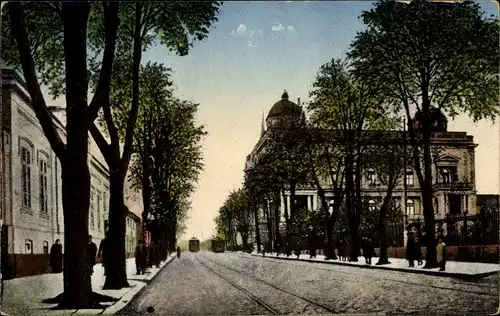 Ak Belgrad Beograd Serbien, Kiraly Milan utca az epülettel, König Milanstraße, Kgl. Palais