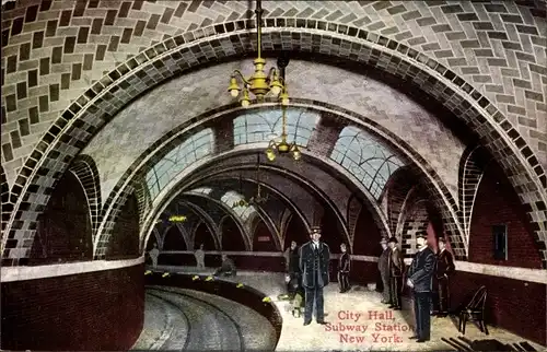 AK New York City USA, Rathaus, U-Bahnstation