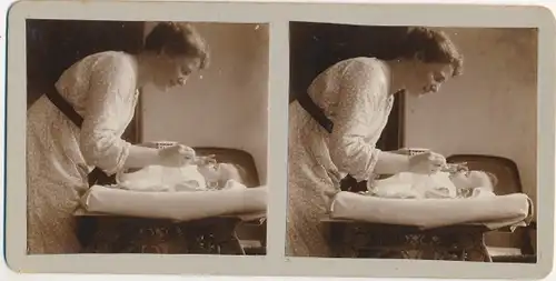 Stereo Foto Mutter mit Baby, 17 Dezember 1915
