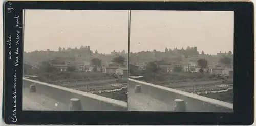 Stereo Foto Carcassonne Aude, Stadtansicht, 1910