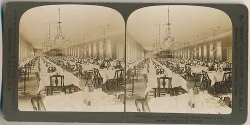 Stereo Foto Saratoga Springs New York State USA, Hotel Grand Union, Speisesaal, Innenansicht