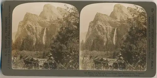 Stereo Foto Kalifornien USA, Yosemite Valley, Bridal Veil Fall