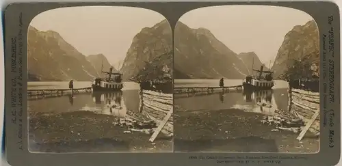 Stereo Foto Norwegen, Die große Oldenvand, von Rustoen aus gesehen