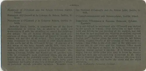Stereo Foto Dublin Irland, Denkmal O'Connell's und Nelson Säule