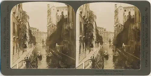 Stereo Foto Venezia Venedig Veneto, Stadtansicht, Gondeln