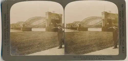 Stereo Foto Hamburg, Die große Eisenbahnbrücke über die Elbe