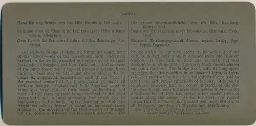 Stereo Foto Hamburg, Die große Eisenbahnbrücke über die Elbe