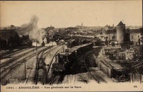 Ak Angoulême Charente, Bahnhof, Gleisseite, Dampflok, Französische Eisenbahn