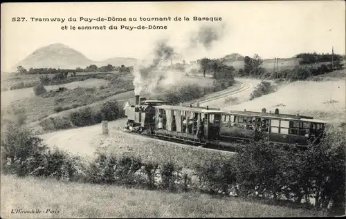 Ak Tramway du Puy de Dome an der Kreuzung von La Baraque und dem Gipfel des Puy de Dome