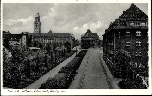 Ak Buer Gelsenkirchen im Ruhrgebiet, Rathaus, Polizeiamt, Oberlyzeum