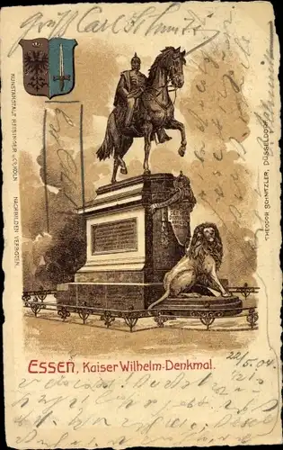 Wappen Litho Essen im Ruhrgebiet Nordrhein Westfalen, Kaiser Wilhelm Denkmal