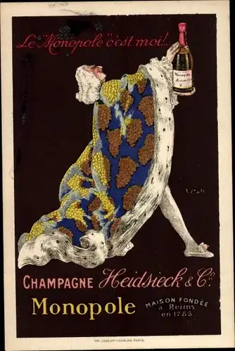 Künstler Ak Champagner Monopole, Heidsieck & Co., Reims