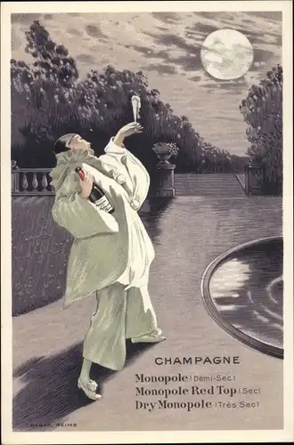 Künstler Ak Champagner Monopole, Heidsieck & Co. Reims, Pierrot