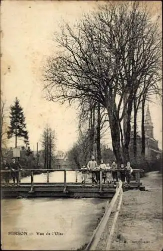 Ak Hirson Aisne, Blick auf die Oise, Brücke