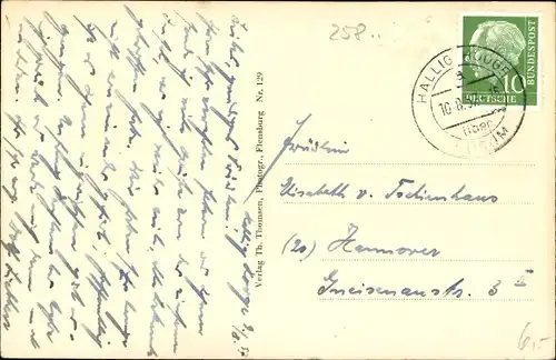 Ak Hallig Hooge in Nordfriesland, Kirchwarf, Ruderboot