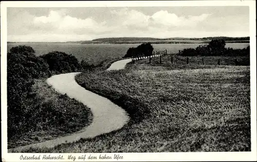 Ak Hohwacht an der Ostsee, Weg auf dem hohen Ufer, Panorama