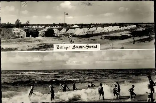 Ak Lenste Grömitz in Ostholstein, Zeltlager Lenster-Strand, Brandung, Badegäste