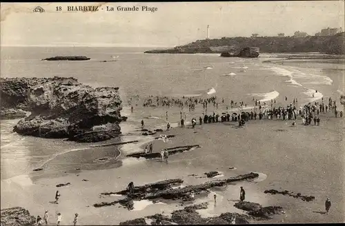 Ak Biarritz Pyrénées Atlantiques, La Grande Plage