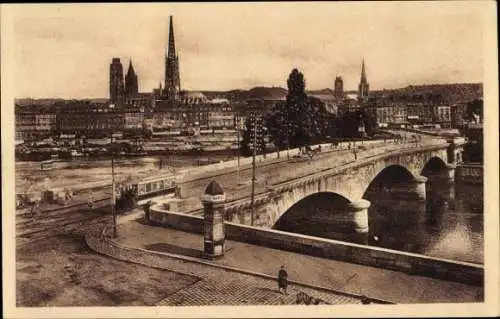Ak Rouen Seine Maritime, Pont Corneille und die Kathedrale