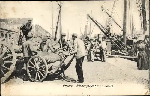 Ak Antwerpen Flandern, Hafen, Hafenarbeiter