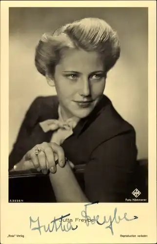 Ak Schauspielerin Jutta Freybe, Portrait, Autogramm