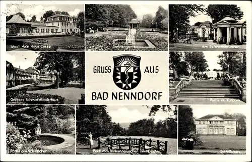 Ak Bad Nenndorf an der Weser, Staatl. Hotel Cassel, Garten, Schwefelbrunnen, Schlösschen