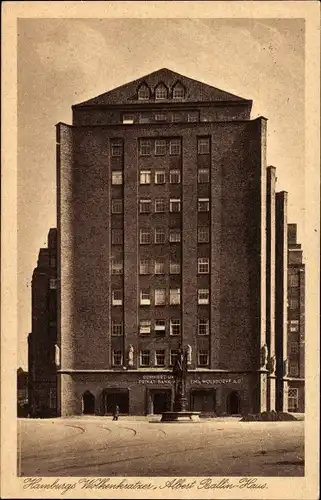 Ak Hamburg Altstadt Mitte, Meßberghof, Wolkenkratzer Albert Ballin Haus