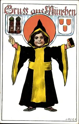 Künstler Ak Engelhard, P.O.E., München, Münchner Kindl