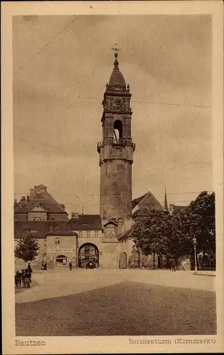 Ak Bautzen in der Lausitz, Blick auf den Reichenturm, Kornmarkt