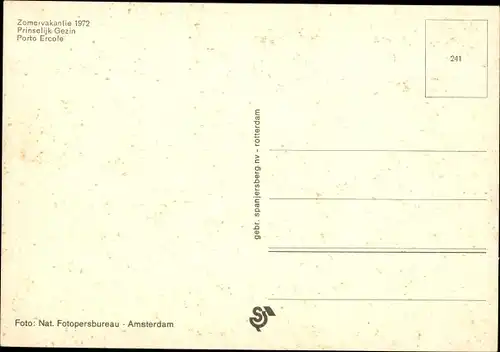 Ak Porto Ercole Toskana, Claus von Amsberg, Königin Beatrix der Niederlande, Söhne, 1972