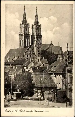 Ak Oschatz in Nordsachsen, Dresdner Straße, Kirche